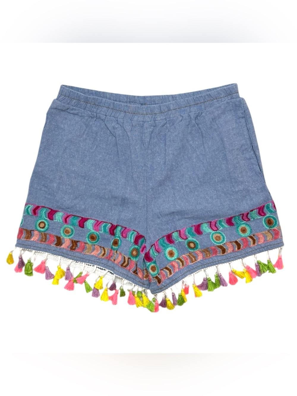 Hayden Girls LA Embroidered Tassel Chambray Shorts Blue 11/12